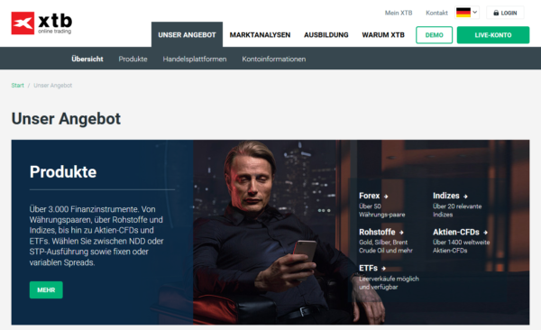 Das XTB Handelsangebot umfasst verschiedene Möglichkeiten