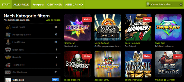 ComeOn! Casino Spiele