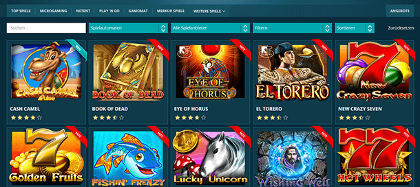 Platin Casino Spieleangebot