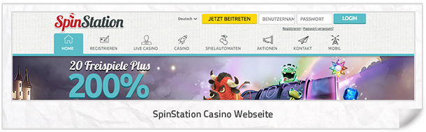 SpinStation Casino Webseite