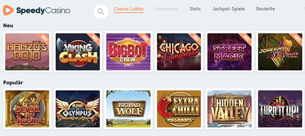Speedy Casino Spieleauswahl & Slots 