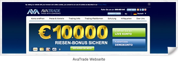 AvaTrade Webseite 