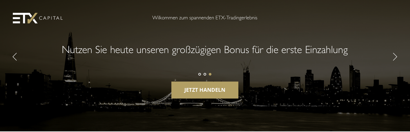 So sieht die WebprÃÂ¤senz des Brokers ETX Capital aus