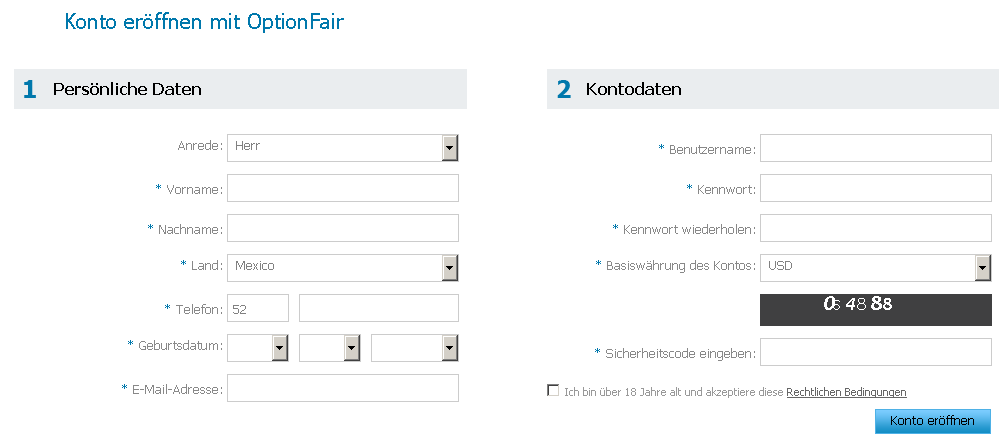 OptionFair-Anmeldung