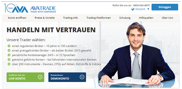 AvaTrade Webseite