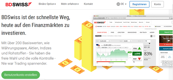 Die Website des Unternehmens BDSwiss