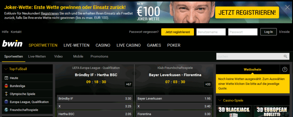 bwin Casino Bonus 100 Euro kostenlos 